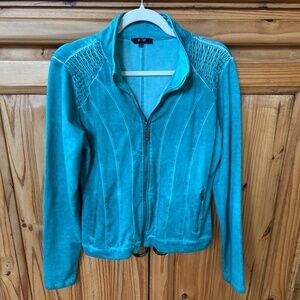Yest Jacket Teal Zip Up Lightweight Zipper Pockets Women's Size Small (6)